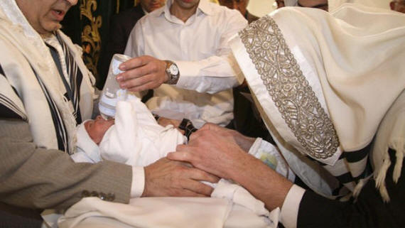 Mohel performs circumcision jewish baby boy - sucks penis