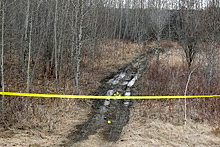 A man walking his dog west of Edmonton discovered the body of a dead baby in this wooded area Wednesday morning.