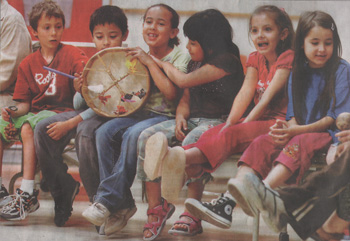 children with aboriginal drum
